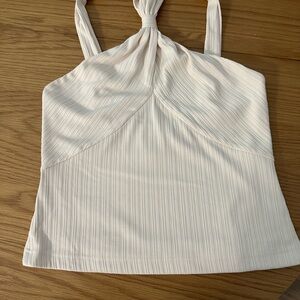 Club Monaco White Ribbed Asymmetrical Tank Top Never Worn